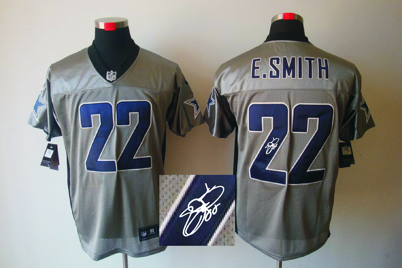 Nike Cowboys 22 E.Smith Grey Shadow Signature Edition Jerseys