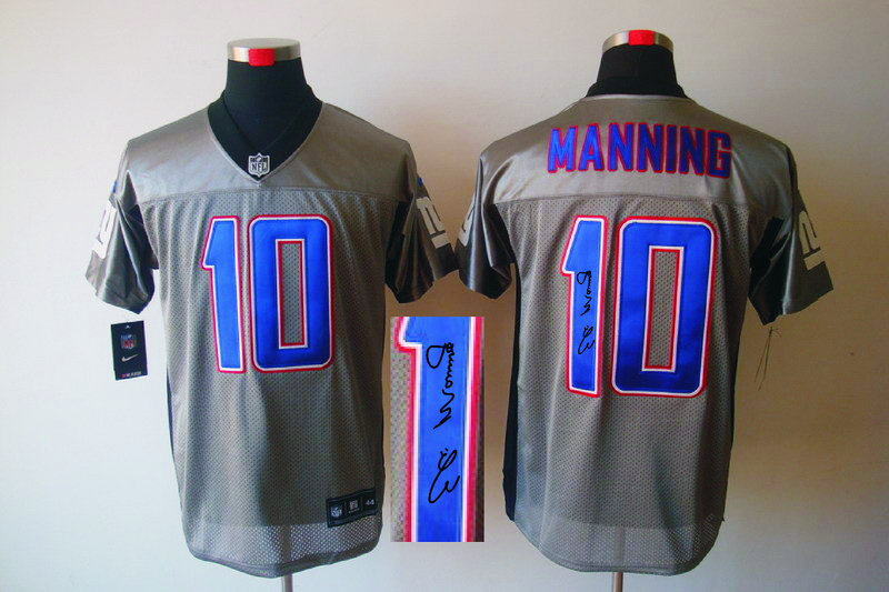 Nike Giants 10 Manning Grey Shadow Signature Edition Jerseys