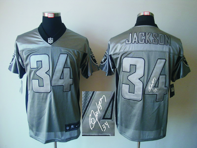 Nike Raiders 34 Jackson Grey Shadow Signature Edition Jerseys