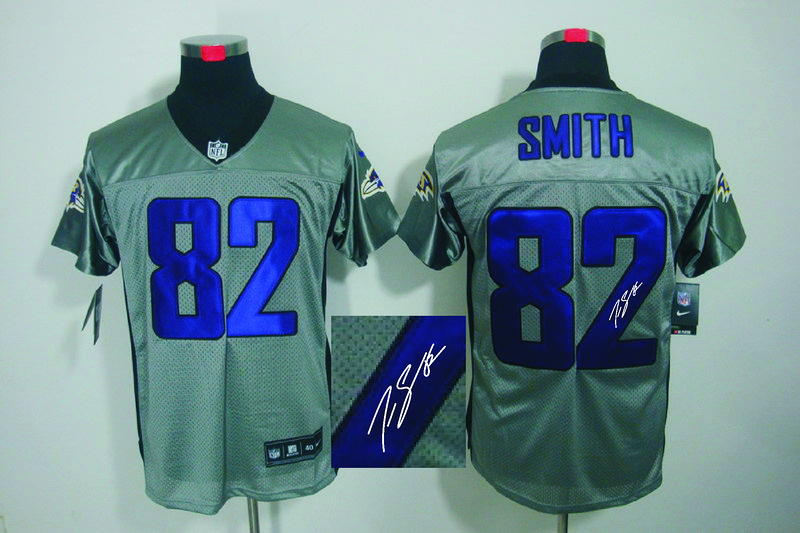 Nike Ravens 82 Smith Grey Shadow Signature Edition Jerseys