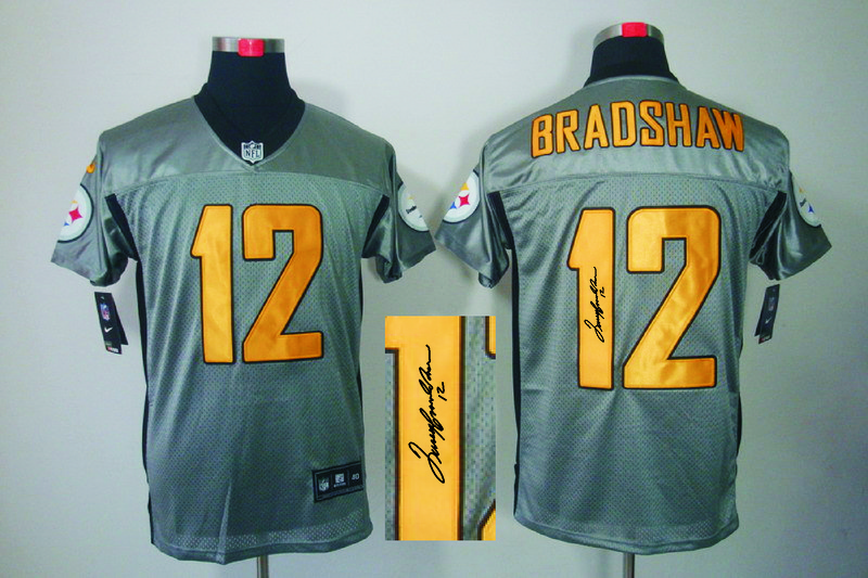 Nike Steelers 12 Bradshaw Grey Shadow Signature Edition Jerseys