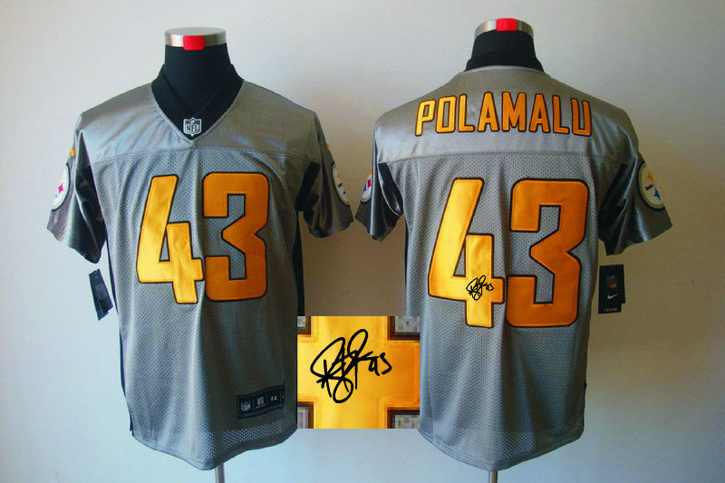 Nike Steelers 43 Polamalu Grey Shadow Signature Edition Jerseys
