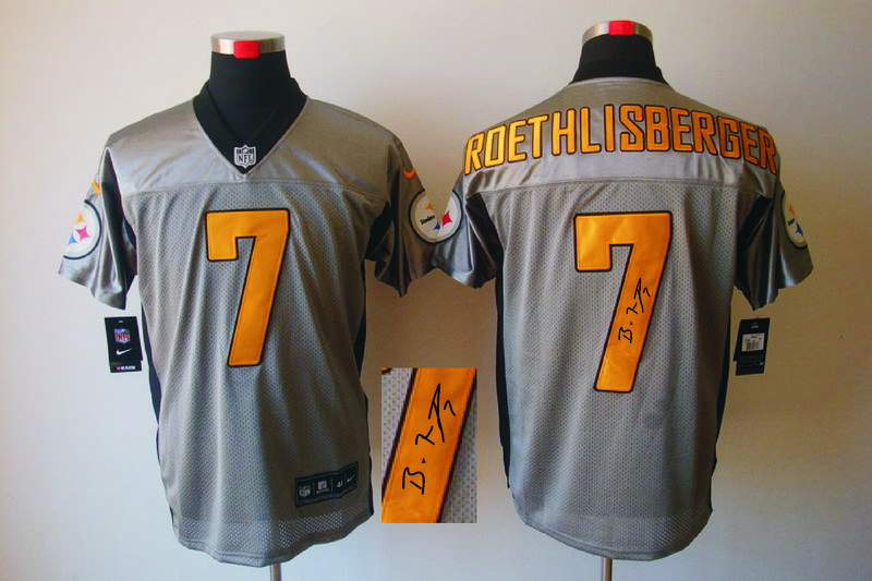 Nike Steelers 7 Roethlisber Grey Shadow Signature Edition Jerseys