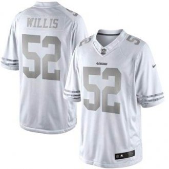 Nike 49ers 52 Willis White Platinum Jerseys