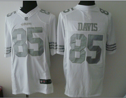 Nike 49ers 85 Davis White Platinum Jerseys Nike 49ers 85 Davis White Platinum Jerseys