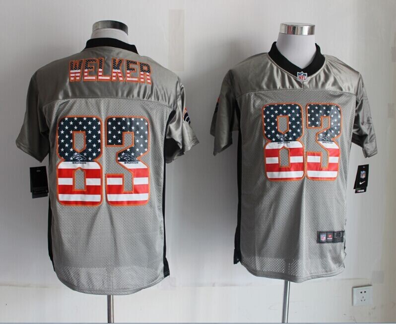 Nike Broncos 83 Welker USA Flag Fashion Grey Shadow Jerseys
