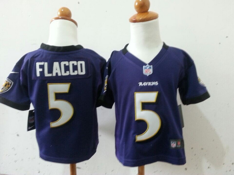 Nike Ravens 5 Flacco Purple Toddler Jerseys