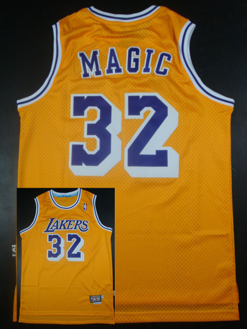 Lakers 32 Magic Gold Jerseys