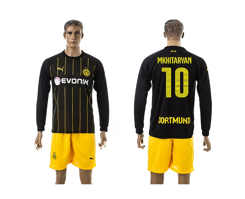 2014-15 Dortmund 10 Mkhitaryan Away Long Sleeve Jerseys 2014-15 Dortmund 10 Mkhitaryan Away Long Sleeve Jerseys