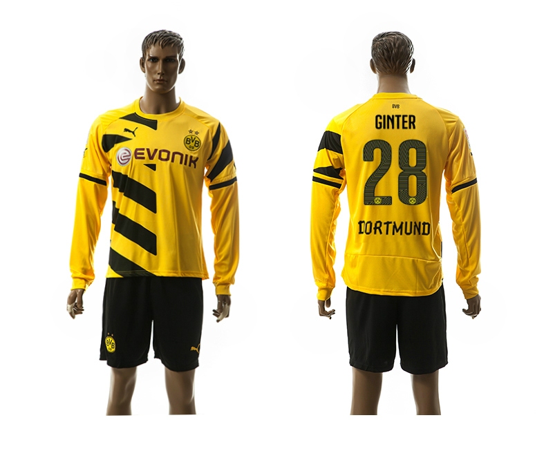 2014-15 Dortmund 28 Ginter Home Long Sleeve Jerseys