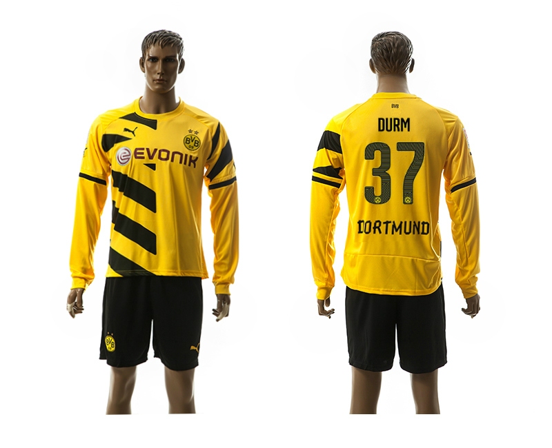 2014-15 Dortmund 37 Durm Home Long Sleeve Jerseys