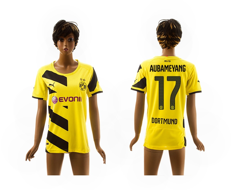 2014-15 Dortmund 17 Aubameyang Home Women Jerseys