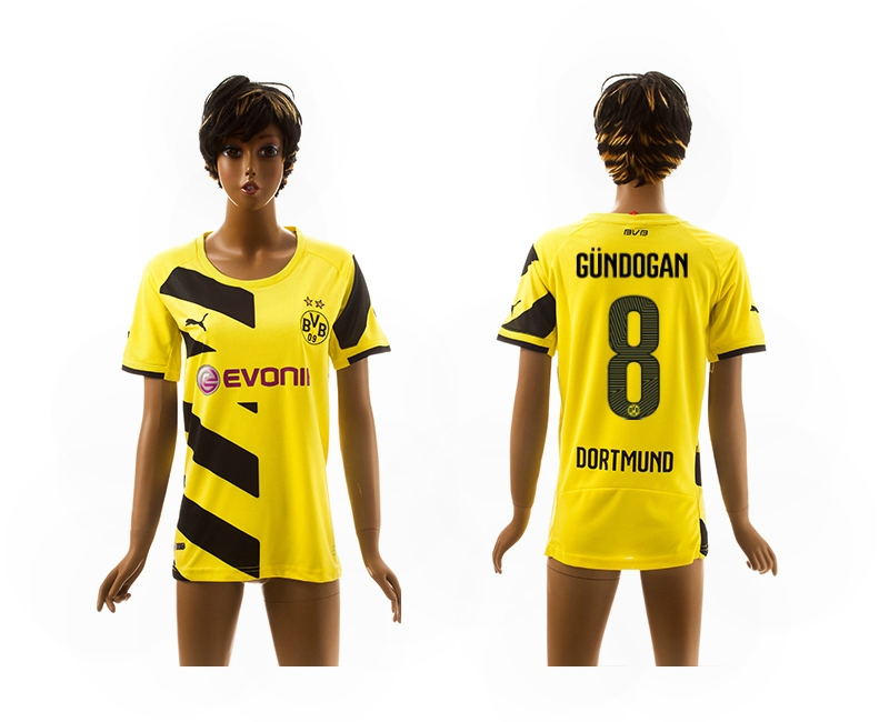 2014-15 Dortmund 8 Gundogan Home Women Jerseys