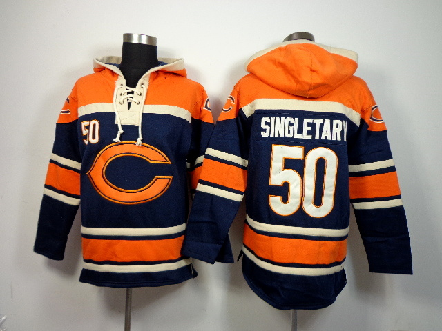 Nike Bears 30 Mike Singletary Blue All Stitched Hooded Sweatshirt - Click Image to Close