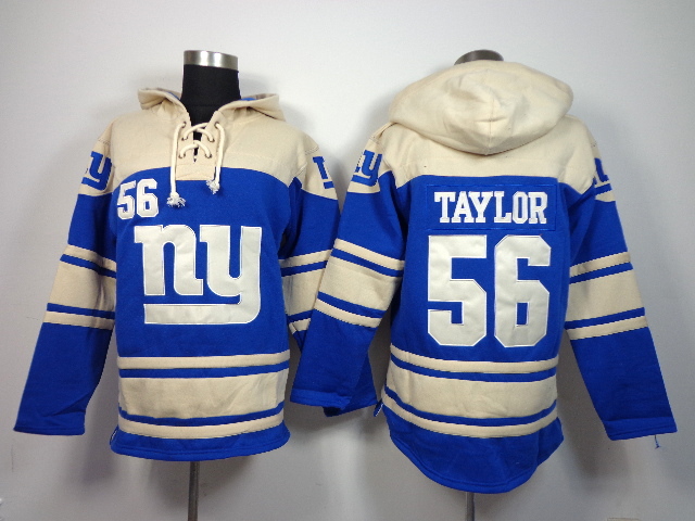 Nike Giants 56 Lawrence Taylor Blue All Stitched Hooded Sweatshirt