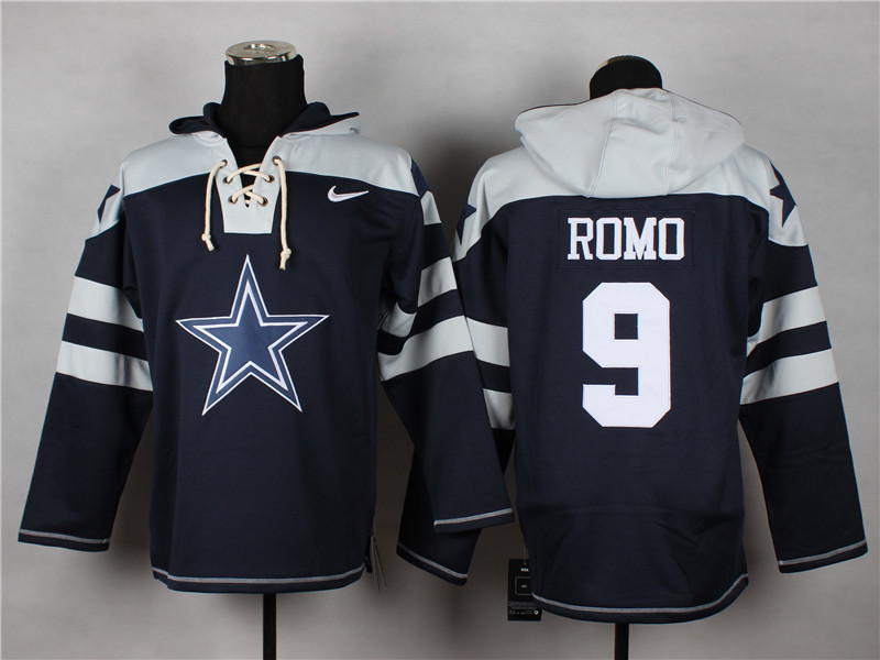 Nike Cowboys 9 Romo Blue Hooded Jerseys