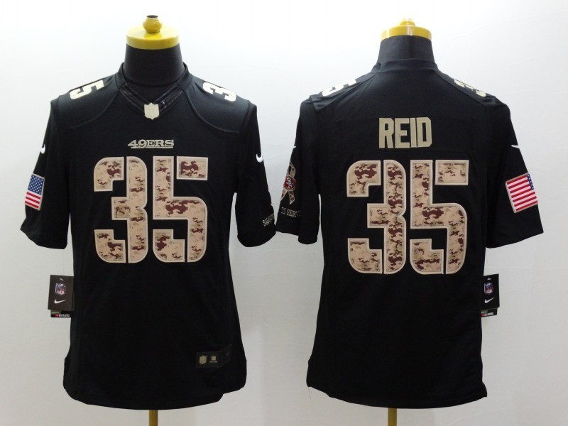 Nike 49ers 35 Reid Black Salute To Service Limited Jerseys