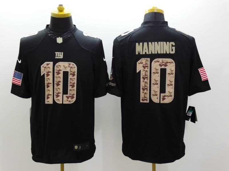 Nike Giants 10 Manning Black Salute To Service Limited Jerseys