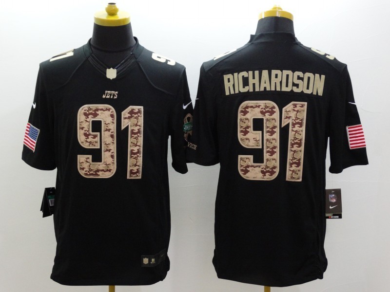 Nike Jets 91 Richardson Black Salute To Service Limited Jerseys
