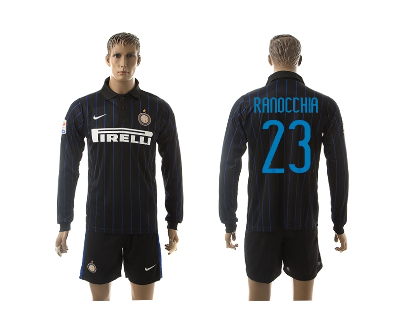 2014-15 Inter Milan 23 Ranocchia Home Long Sleeve Jerseys