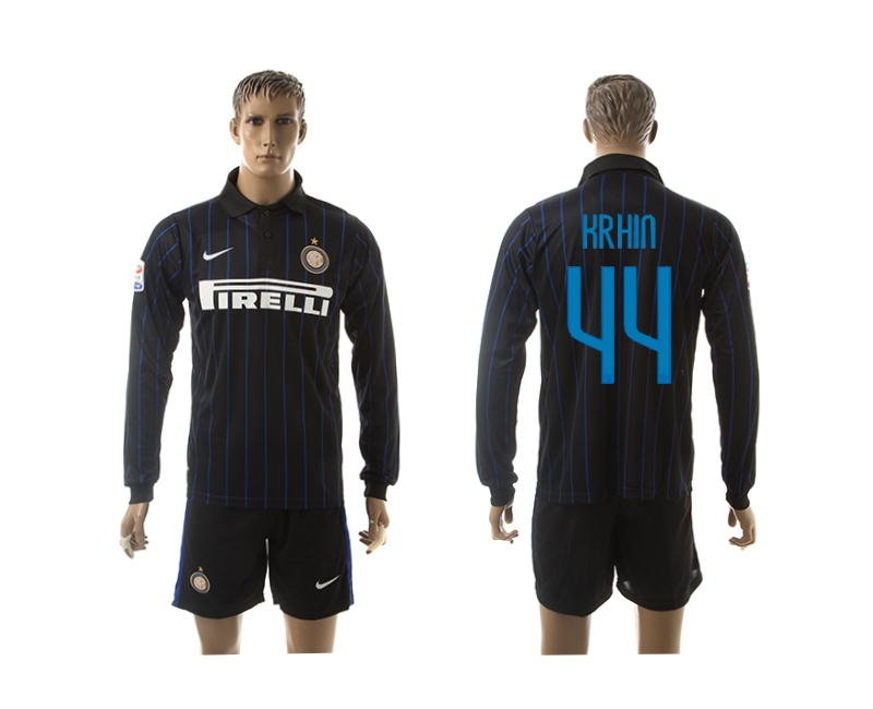 2014-15 Inter Milan 44 Krhin Home Long Sleeve Jerseys