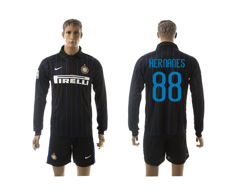 2014-15 Inter Milan 88 Kernanes Home Long Sleeve Jerseys