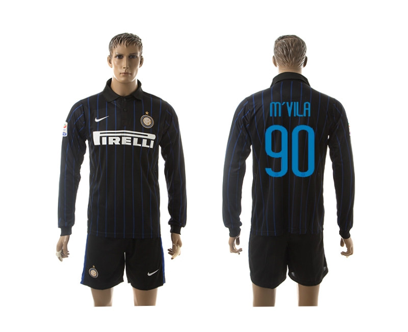 2014-15 Inter Milan 90 M'Vila Home Long Sleeve Jerseys
