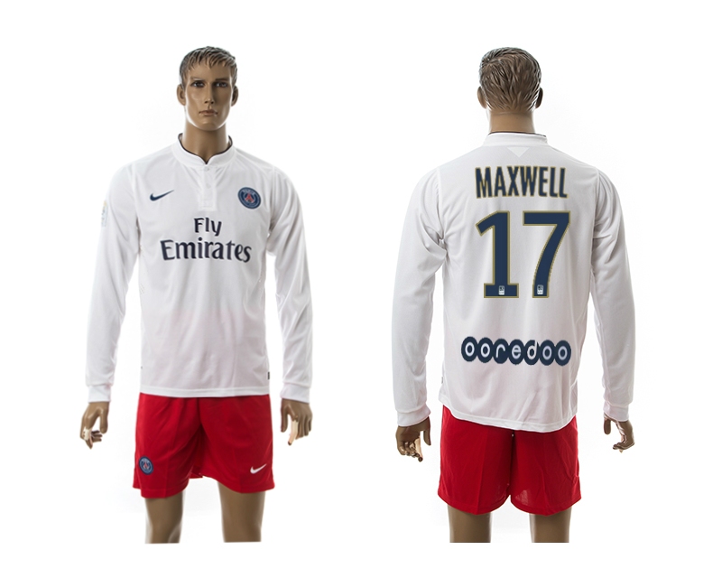2014-15 Paris Saint Germain 17 Maxwell Away Long Sleeve Jerseys
