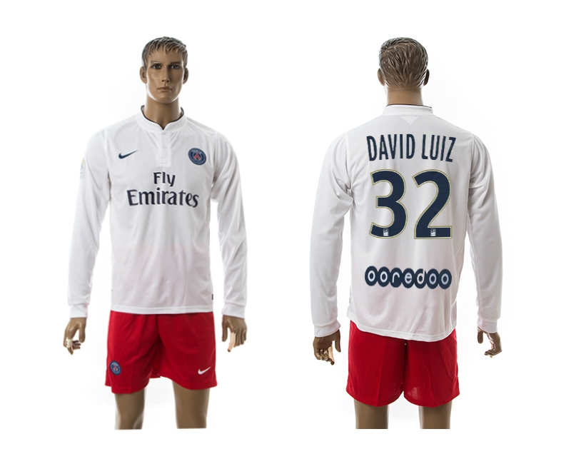 2014-15 Paris Saint Germain 32 David Luiz Away Long Sleeve Jerseys