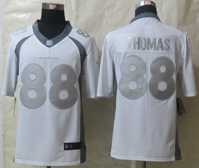 Nike Broncos 88 Thomas White Platinum Jerseys