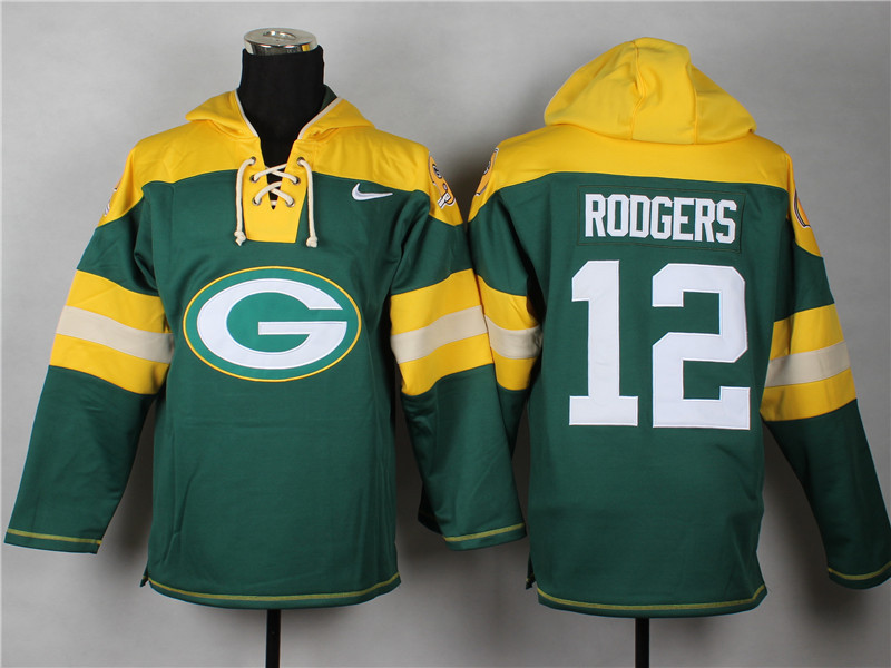 Nike Packers 12 Aaron Rodgers Green All Stitched Hooded Sweatshirt