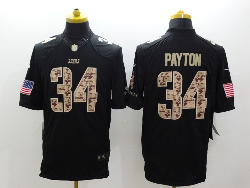 Nike Bears 34 Payton Black Salute To Service Limited Jerseys