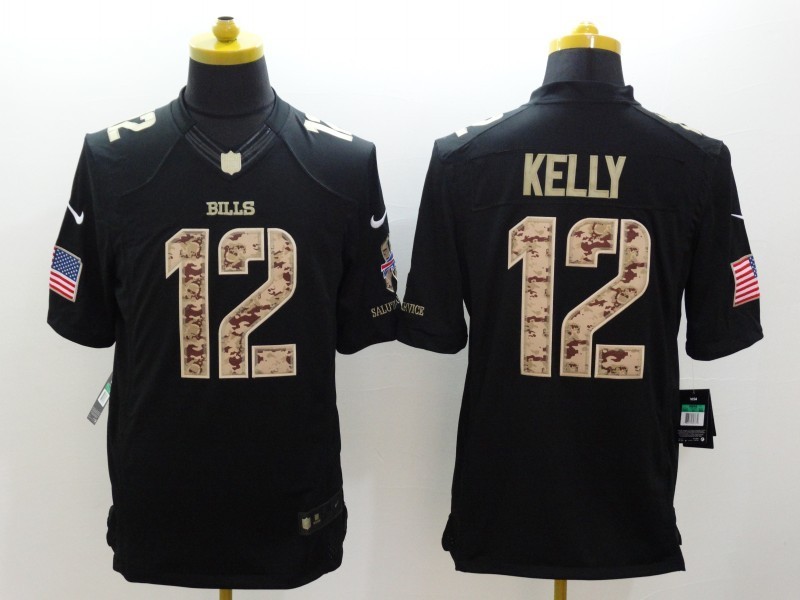 Nike Bills 12 Kelly Black Salute To Service Limited Jerseys