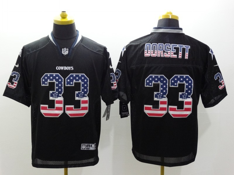 Nike Cowboys 33 Dorsett USA Flag Fashion Black Elite Jersey