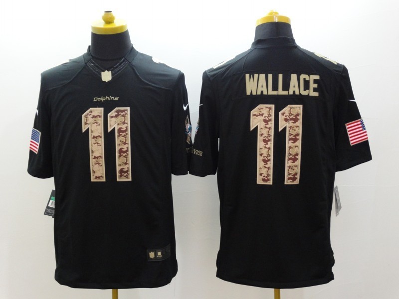 Nike Dolphins 11 Wallace Black Salute To Service Limited Jerseys