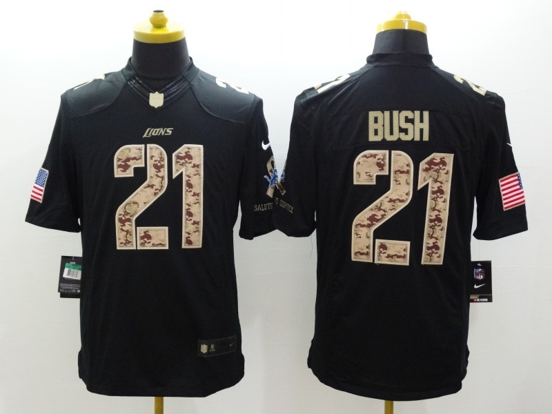 Nike Lions 21 Bush Black Salute To Service Limited Jerseys