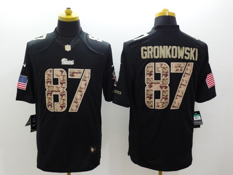 Nike Patriots 87 Gronkowski Black Salute To Service Limited Jerseys