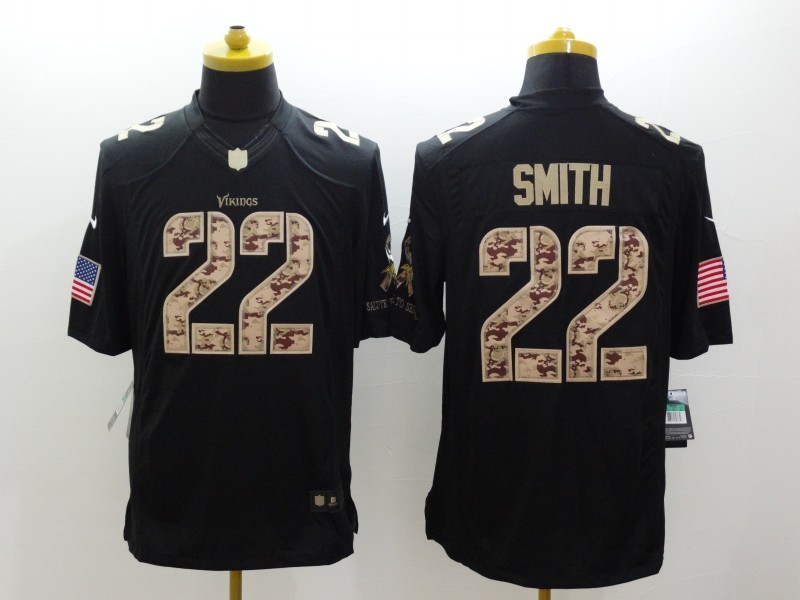 Nike Vikings 22 Smith Black Salute To Service Limited Jerseys