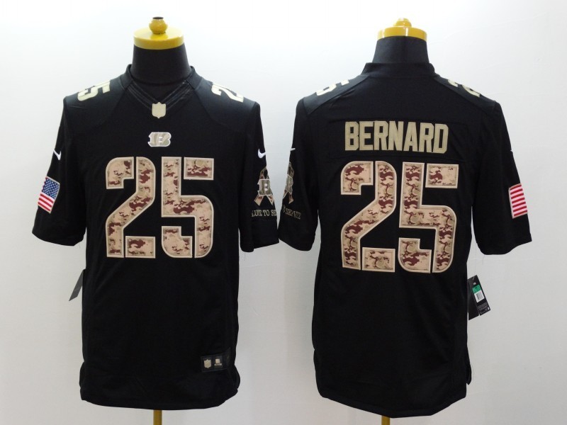 Nike Bengals 25 Bernard Black Salute To Service Limited Jerseys