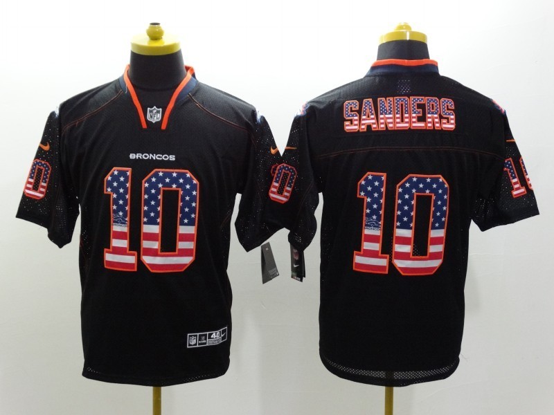 Nike Broncos 10 Sanders USA Flag Fashion Black Elite Jerseys