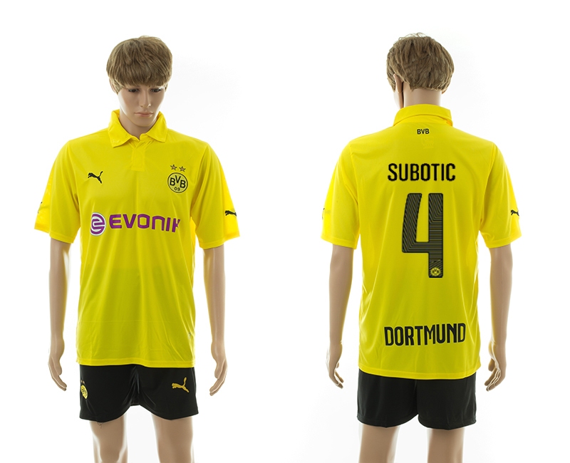 2014-15 Dortmund 4 Subotic Home UEFA Champions Legue Jerseys