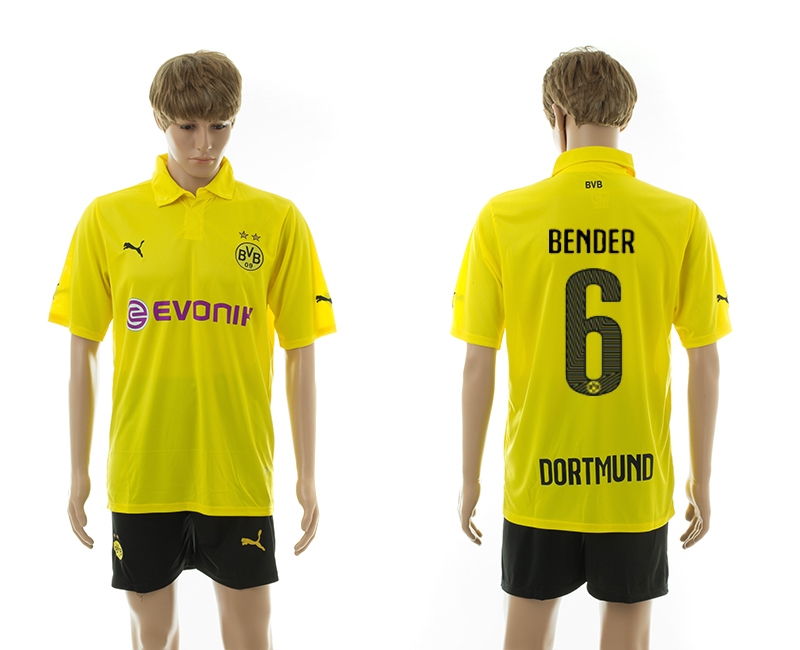 2014-15 Dortmund 6 Bender Home UEFA Champions Legue Jerseys