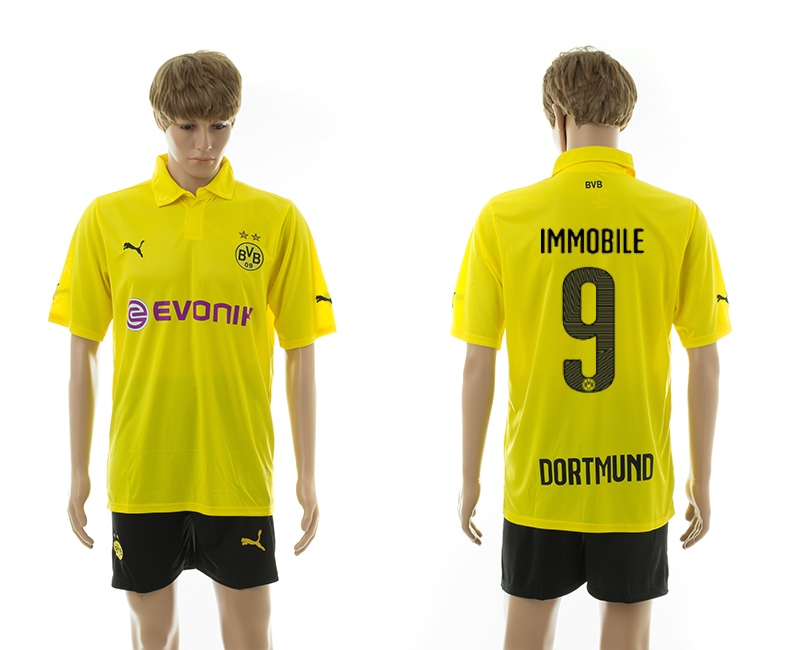 2014-15 Dortmund 9 Immobile Home UEFA Champions Legue Jerseys