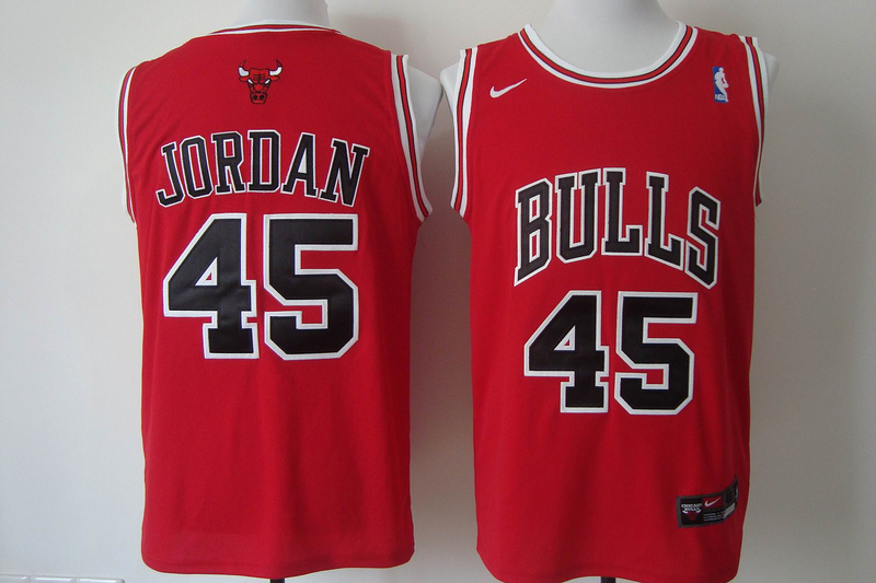Bulls 45 Jordan Nike Red Jerseys