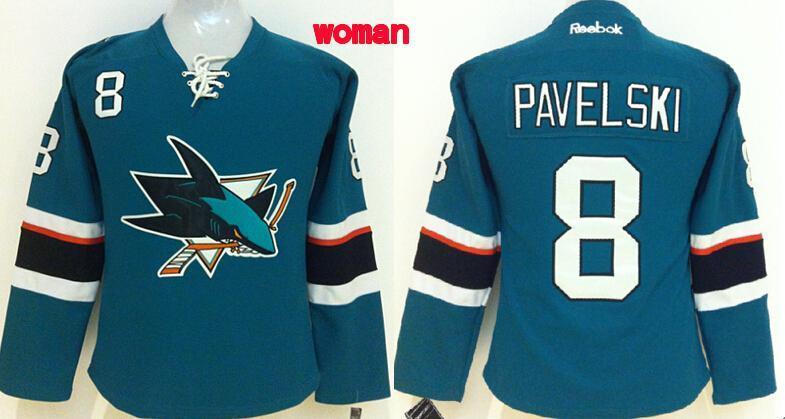 Sharks 8 Pavelski Teal Women Jersey