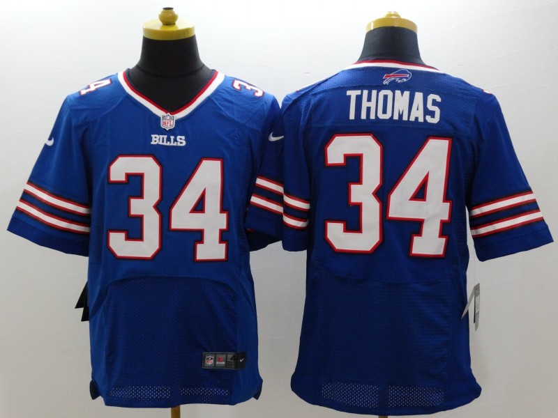 Nike Bills 34 Thomas Blue Elite Jerseys