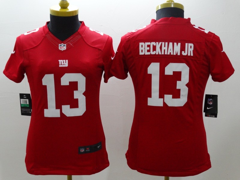Nike Giants 13 Beckham Jr Red Women Game Jerseys