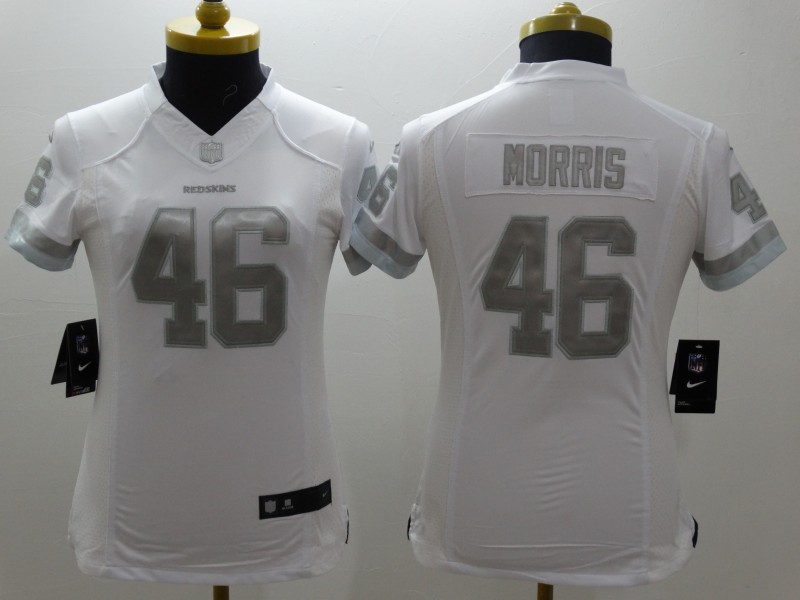 Nike Redskins 46 Morris White Platinum Women Limited Jerseys