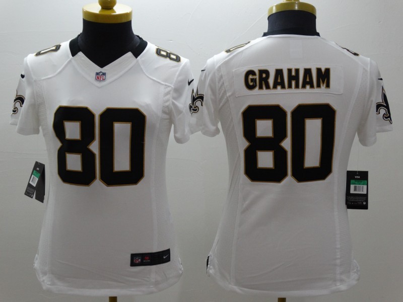 Nike Saints 80 Graham White Women Limited Jerseys