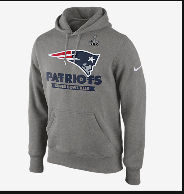 Nike Patriots 2015 Super Bowl XLIX Hoodies Grey